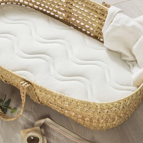 Kadolis - Matratze Aloe R 76x30cm - Geeignet für Kinderwagen und Babykörbchen - Ovale Form - Schaumstoffmatratze mit abnehmbarem und waschbarem Bezug - ÖkoTex Zertifiziert