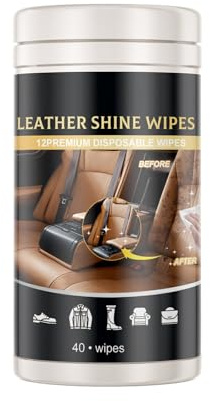 Asudaro Lingettes Pour Sièges D'auto Et Canapés En Cuir, 40Pcs Lingettes pour cuir - Lingettes de Soin pour Cuir - Pour Sièges De Voiture, Chaussures, Sacs à Main, Canapé