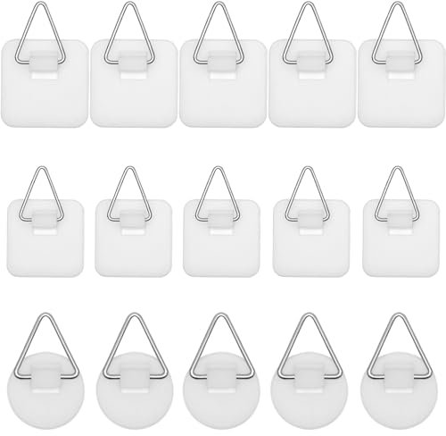 luckaide Bilderhaken Selbstklebend, 15 Stück Bildaufhänger, Klebehaken Bilder Aufhängen, Bildaufhänger Selbstklebend, Bilder Aufhängen Ohne Bohren Bilderhaken für Kleber Klebehaken Bilder -drei Formen