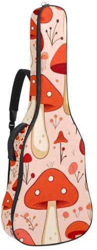 Gitarrentasche, wasserdichte Tasche für 40/41/42 Zoll Akustikgitarre mit Zubehörfach, Gigbag mit Schutzschicht, Mehrere Taschen, Rot Pilz Muster, mehrfarbig, 42.9x16.9x4.7 in, Gitarrentasche