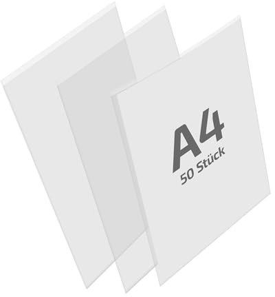REIF Hamburg 50 Stück Taschenhülle selbstklebend DIN A4 hoch, Vinyl-Weichfolie glasklar 0,140 mm, Selbstklebetaschen transparent, Made in Germany