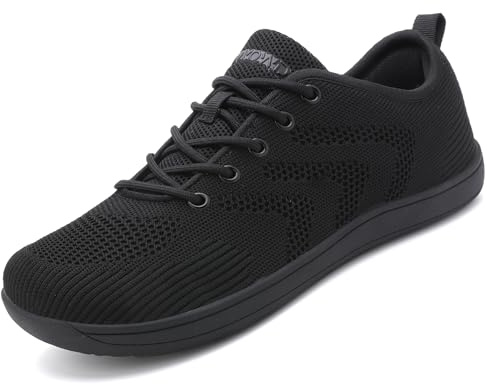 Ulicox Barfotaskor män kvinnor minimalistiska löparskor sneakers träningsskor promenadskor lätta springande tålåda, storlek 37–48, svart, 42 EU