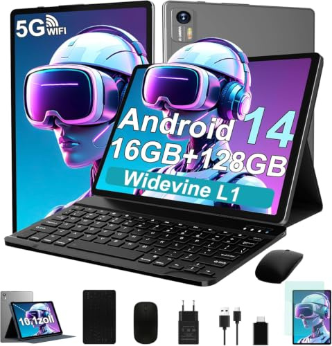 Bvlary 2025 Neueste 10 Zoll Android Tablet 22 GB RAM+128 GB ROM 1TB TF, Octa-Core,13MP+8MP, 5G+2.4G WiFi, 1280 * 800 HD-Display, Tablet PC, GPS,BT 5.0, 8000 mAh,(grau)