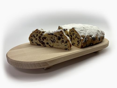Stollenbrett aus Buchenholz für Weihnachtsstollen und Christstollen, auf Wunsch mit Gravur (Für 1,5 kg Stollen (Länge 38 cm) | Ohne Gravur)