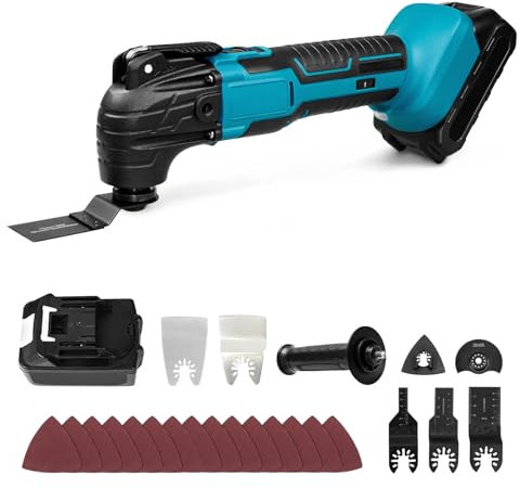 Multi Tools Oscillante Strumento Oscillante Brushless 6 Velocità Variabili 11000-22000RPM Levigatrice Elettrica Cutter Raschietto Smerigliatrice con Angolo di Oscillazione di 4 ° con 22pcs Accessori