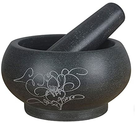 RUHEN Ensemble mortier et Pilon - Bol à Pilon et mortier - Mortier en Pierre pour épices, pâtes, pestos et Guacamole