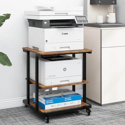 PUNCIA 3-Tier Movable Laser Printer Cart with Storage