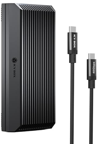 Enclosure SSD M.2 NVMe da 40 Gbps, ICY BOX M.2 Enclosure Supporto SSD M/B+M Dimensioni chiave 2280/2260/2242/2230 Compatibile con Thunderbolt 4/3/USB4/3.2/3.1, custodia Thunderbolt 4 in alluminio