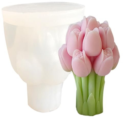 Candle Molds, Beautiful Tulips Flower Silicone Mold, Tulips Bouquet Silicone Moulds for Candle Making Home Decorating Ornaments