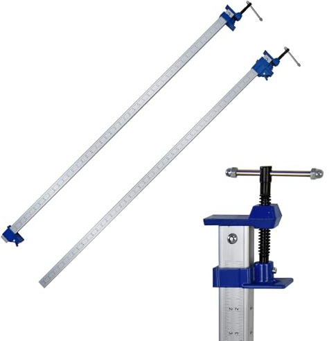 FEIRONG 48 Inch Heavy Duty Bar Clamps (2 Pack) - Dual-Scale Ruler (Inch & CM), 330LB Capacity, 90° Angled Jaws for Cabinet Making, Door Assembly, Professional Woodworking (Blue)