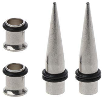 Greabuy Ohrstecker, 7 mm, Edelstahl, Dehnstab und Tunnel, mit O-Ring, Körperschmuck für Herren