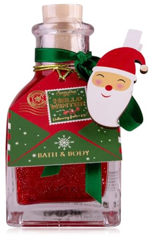 Accentra Schiuma da doccia e bagno HELLO WINTER 100 ml in piccolo flacone quadrato con clip decorativa Babbo Natale, regalo di Natale per donna, profumo Mela Invernale, colore Rosso Diamond