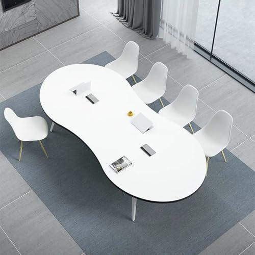 Tavolo da conferenza ovale in legno, per 4-6 persone, per ufficio, sala riunioni, finitura bianca, 180 x 90 x 75 cm, ideale per riunioni di lavoro e collaborazioni
