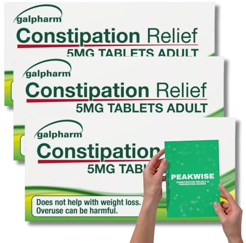 Constipation Relief 5mg Tablets for Adults | 3 Packs of 20 Tablets (Total 60) | Effective Overnight Relief | Includes Relief & Prevention Guide