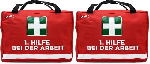 Dakita Erste Hilfe Tasche für Kollegen – Lustiges Geschenk für Mitarbeiter zum Abschied oder Geburtstag – 28×18×8 cm, rot,ohne Inhalt (Packung mit 2)
