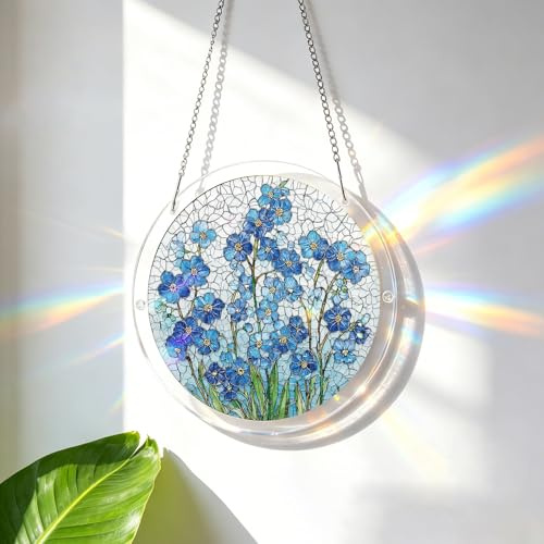 Sonnenfänger Basteln Puzzle Buntglas Fensterdeko, Acrylic Stained Glass Puzzle Suncatcher Fenster, Fensterbilder Glas Fensterschmuck Fensterbild zum Aufhängen Outdoor Indoor (#02)