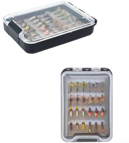 Juego de moscas de pesca con mosca, 24/33 piezas, señuelos de ninfa seca y húmeda, ganchos de acero al carbono para equipo de pesca al aire libre (estilo A 24)