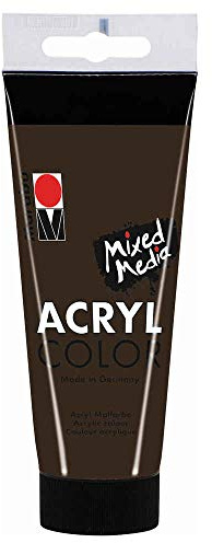 Marabu 12010050045 - Acryl Color dunkelbraun 100 ml, cremige Acrylfarbe auf Wasserbasis, schnell trocknend, lichtecht, wasserfest, zum Auftragen mit Pinsel und Schwamm auf Leinwand, Papier und Holz