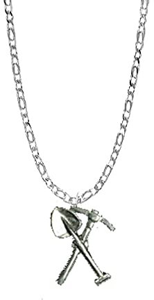 Halskette mit Plektrum und Schaufel Box 1 C, englisches Zinn, 925er Sterlingsilber, 76,2 cm