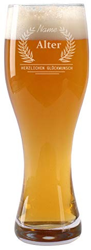 Leonardo Weizenglas Taverna 0,5 l - Herzlichen Glückwunsch zum Geburtstag mit Gratis Gravur des Namens und des Alters