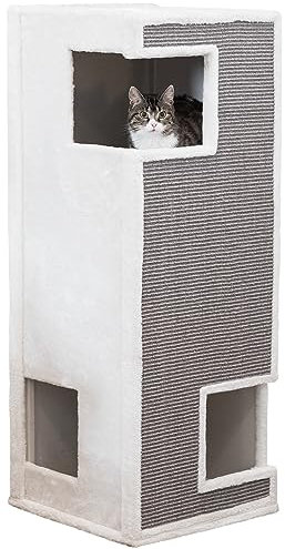 TRIXIE Katzen Kratzbaum Kratztonne CAT TOWER GERARDO, 100 cm, WEIß/GRAU - 44987