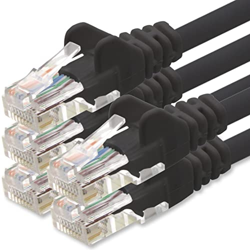1aTTack.de Câble Réseau Cat6 Cat 6-5x 5m - RJ45 Ethernet LAN DSL Routeur Modem - Noir