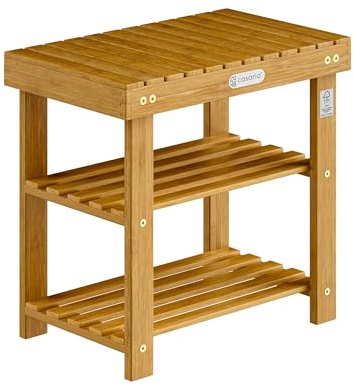 CASARIA® Banco Zapatero Estantería Zapatos 2 Estantes 50x33x46cm 160Kg Certificado FSC® Baño Sala Pasillo Entrada