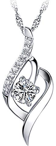 Mecool Collier pendentif en argent Sterling S925 pendentif zircone cubique - blanc