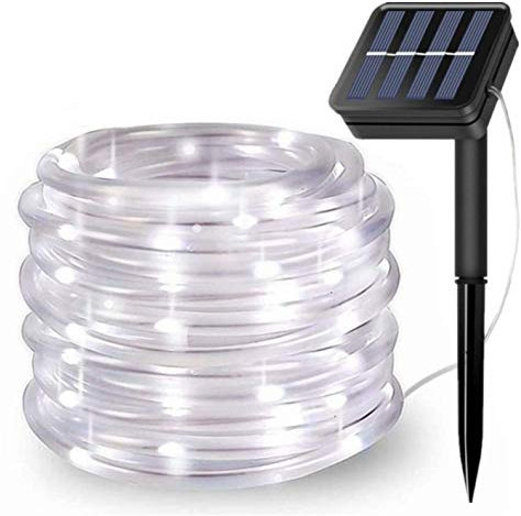 KINGCOO 100LED Rope Lights Outdoor,Waterproof 39FT 8Mode Solar Powered Tube Strip Light Copper Wire Fairy String Lights for Garden Yard Party Wedding Christmas Decoration(White)