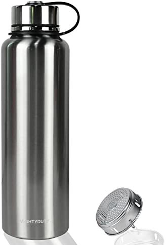 MIGHTYDUTY Thermoskanne 1,5L Trinkflasche Edelstahl 6-24 Stunden Warm und Kühlend Grosse Kapazität Thermoflasche Auslaufsicher für Kaffee & Tee für Outdoor Sports Schule Büro (Silber)