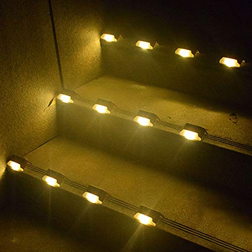 VKTY Lot de 8 lampes solaires de terrasse - Lampes solaires pour poteaux de clôture - Éclairage extérieur pour escaliers, chemins, terrasses, marche et arrêt automatiques - Imperméables