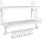 Halcent Wandregal Holz Schweberegal Hängeregal, 2 Etagen Gewürzregal Küchenregal für Küchen, Wand Regal Organizer Badregal mit 8 Abnehmbaren Haken für Badezimmer Wohnzimmer Flur
