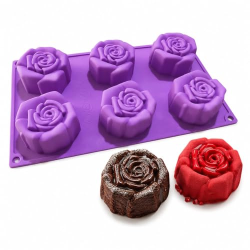 MKNZOME Forma de Rosa Antiadherente Moldes de Silicona Premium para Tartas, Repostería, Bizcocho, Gelatina, Jabón, Muffin, Pudín, Bricolaje para Fiestas y Festivales