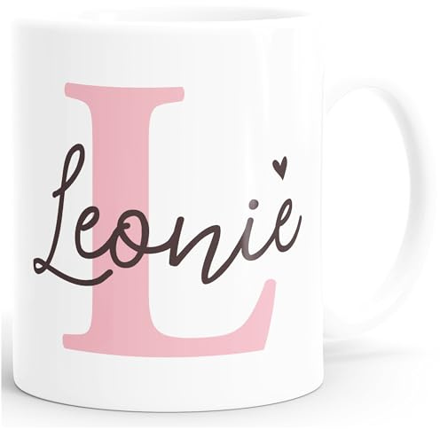 SpecialMe® Kaffeetasse mit Namen Anfangsbuchstabe Initiale Herz personalisierte Geschenke Weiss Keramik-Tasse