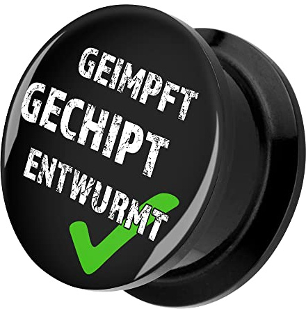 Piercingfaktor Picture Ohr Tunnel Plug Kunststoff Piercing mit Spruch Geimpft Gechipt Entwurmt