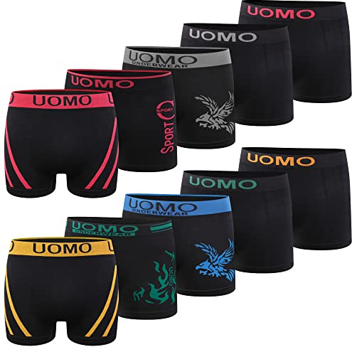 L&K 10-pack herr retroshorts, boxershorts herr mikrofiber i 10 olika modeller 1209, 1209-10-pack svarta nyanser, XL-XXL