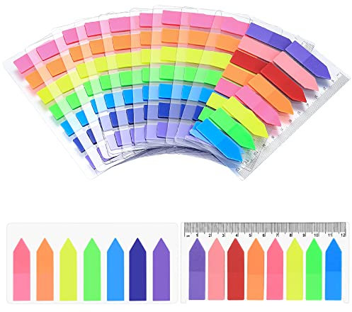 1580 Teiliges buntes Haftnotizen Set, durchscheinende Klebezettel selbstklebend, Haftstreifen Haftnotizstreifen Notizzettel für Schulbüro Schreibwarenetiketten - 11er Pack
