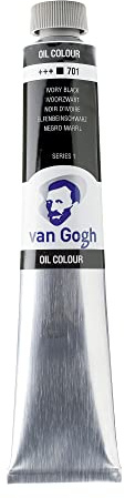 Vangogh Ölfarbe - Elfenbeinschwarz 701 Ölfarbe 60 ml Tube - Hohe Pigmentierung & Abtönstärke - Lichtechtheit +++ - Ideal für Künstler & Studenten