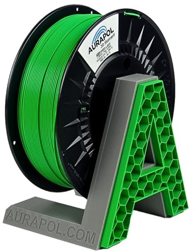 AURAPOL Filament 1.75 PLA mit +/- 0,02 mm Genauigkeit (1kg, gelb grün/yellow green) - Biologisch abbaubares 3D Drucker Filament aus PLA - Druckmaterialien kompatibel mit den meisten Druckern