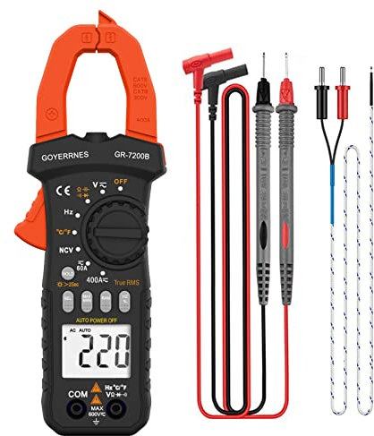 Digitales Zangenmessgerät Multimeter T-RMS 6000Counts GR-7200B Strommessgerät Multimeter Spannungsprüfer Auto-Range NCV Erkennung Misst Strom Spannung Temperatur Kapazität Widerstand Dioden
