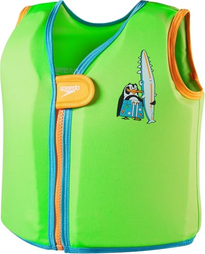 Speedo Unisex Bambini Character Printed FV Costume intero, Chima Azure Blu/Verde fluo, 2-4 Anni