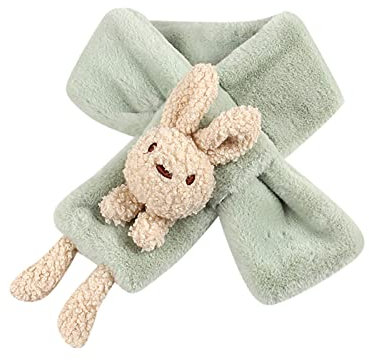 Herbst und Winter Plüsch Imitation Kaninchen Baby Schal Niedlich Cartoon Warm Verdickung Jungen und Mädchen Halsabdeckung Kinderschal Damen Schal, grün, One size