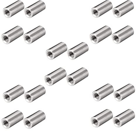 20 pezzi M4 6 x 12 mm 304 in acciaio inox 304, raccordo per dadi rotondi, filettatura interna, asta rotonda