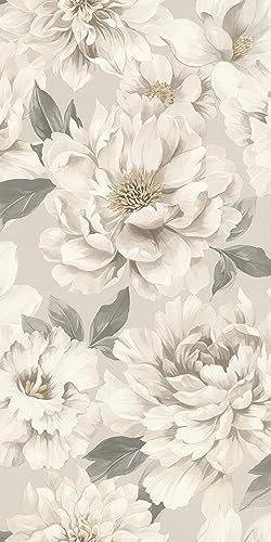 Rasch Tapete 201352 - Helle Tapete mit Blumen in hellem Grau und zartem Beige, Blumentapete - 10,05m x 0,53m (LxB)