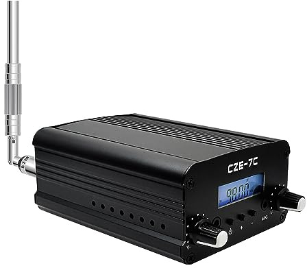 Kahdsvby CZE-7C 7W Trasmettitore FM A Lungo Raggio Trasmettitore FM Stereo Wireless Ad Alta Qualità per In Chiesa Drive-In, Scuola e Supermercato, Spettacoli di Luci, Conferenze Stereo.