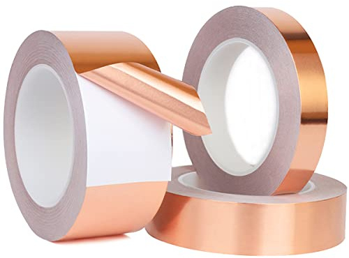 Qrity 1 Pièces Ruban Adhésif en Cuivre, 3mm x 20m Conducteur Ruban de Cuivre Résistant à la Chaleur, pour Guitare et EMI Shielding