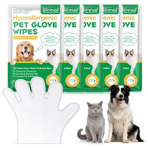 Pet Cleaning Gloves Wipes X5 Pcs. Hygienic Wipes for Dogs & Cats. Cleaning,Soothing & Nourishing Pet Hair,Daily Care,Suitable for Pet Families. Also Used for Cleansing Paws, Eyes, Ears, Butt, Chin X5.