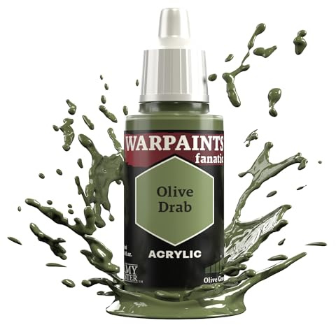 The Army Painter, Warpaints Fanatic Olive Drab Single Acrylics, Miniatur-Hobby-Malerei, Qualitätsfarbe für Miniatur-Wargaming