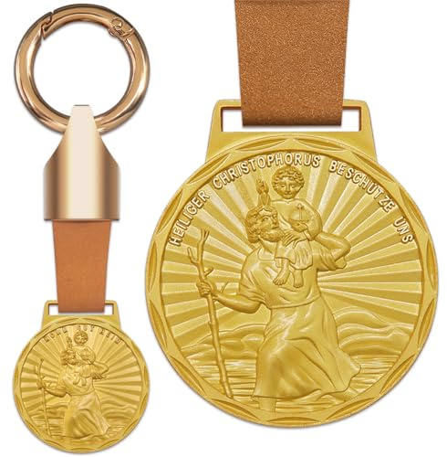 Anwlki Heiligen Christophorus Plaketten Leder Schlüsselanhänger Heiliger Christophorus Medaille Beschutze Uns Komm Gut Heim Auto Motorrad Autofahrer Schutzpatron Anhänger