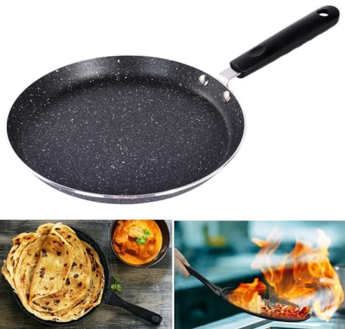 Non Crepe Pan, Dosa Pan Metal Pancake Flat Tawa With Anti-scalding Handle For Pancakes, Crepes Or Rolls, 34.2x18.2x2.2cm
